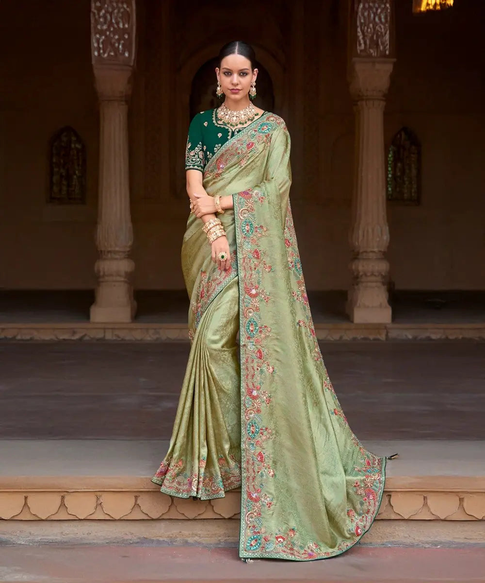 Two Tone Green Saree Desiwear
