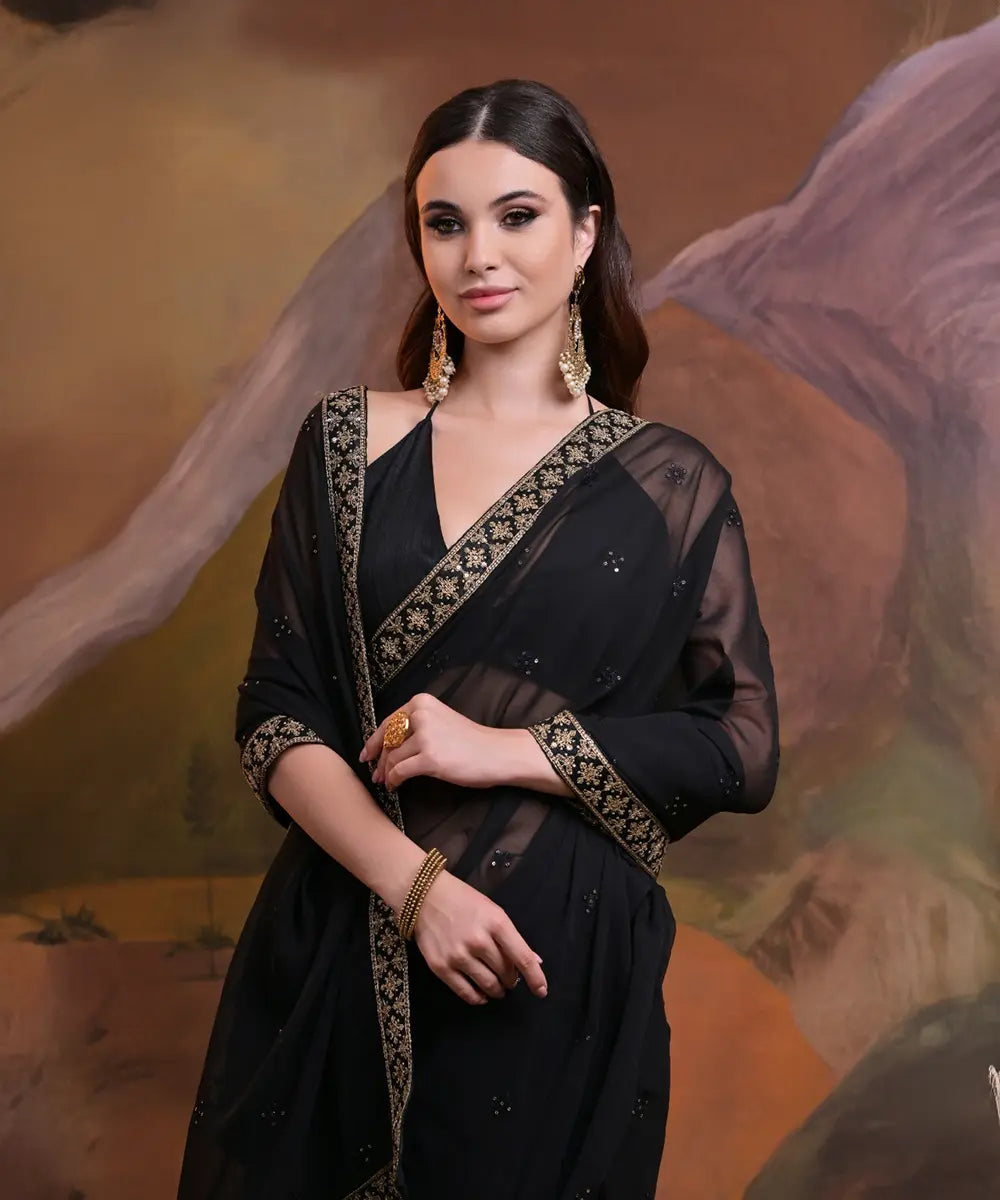 Schwarzer Party Saree Desiwear