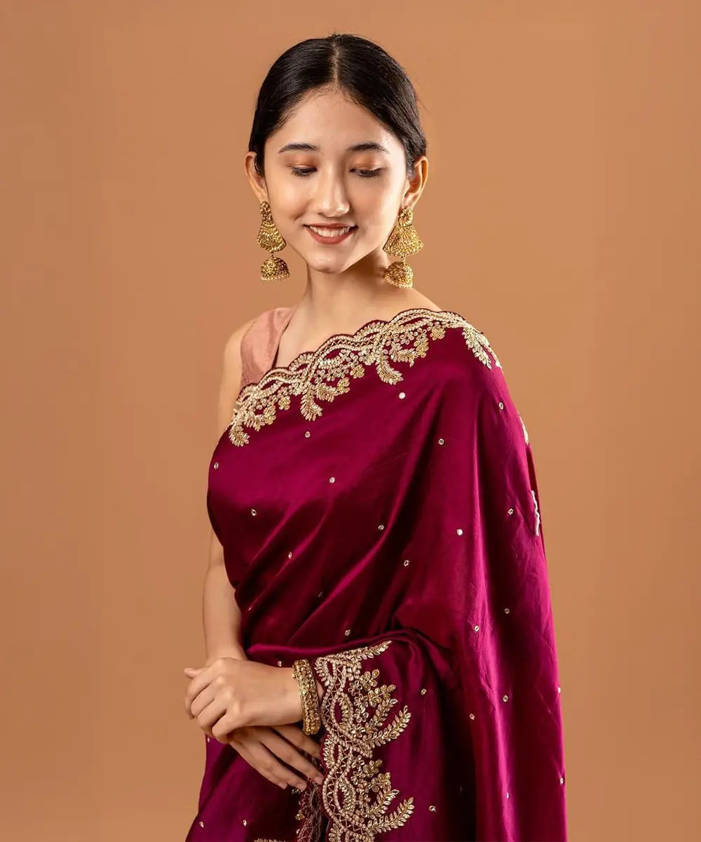 Bordeaux Rotes Saree Desiwear