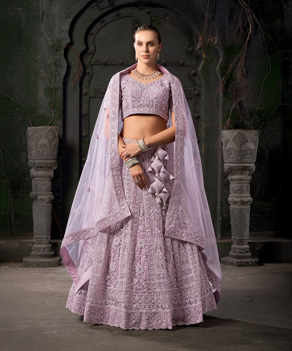 Bridal Couture Lavendel Net Lehenga Desiwear