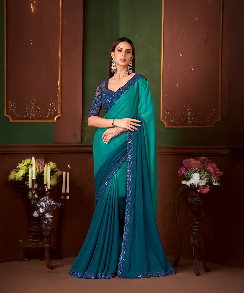 Blue Turquoise Saree