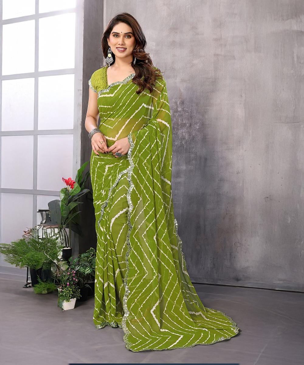 Eleganz in Grün Georgette Saree