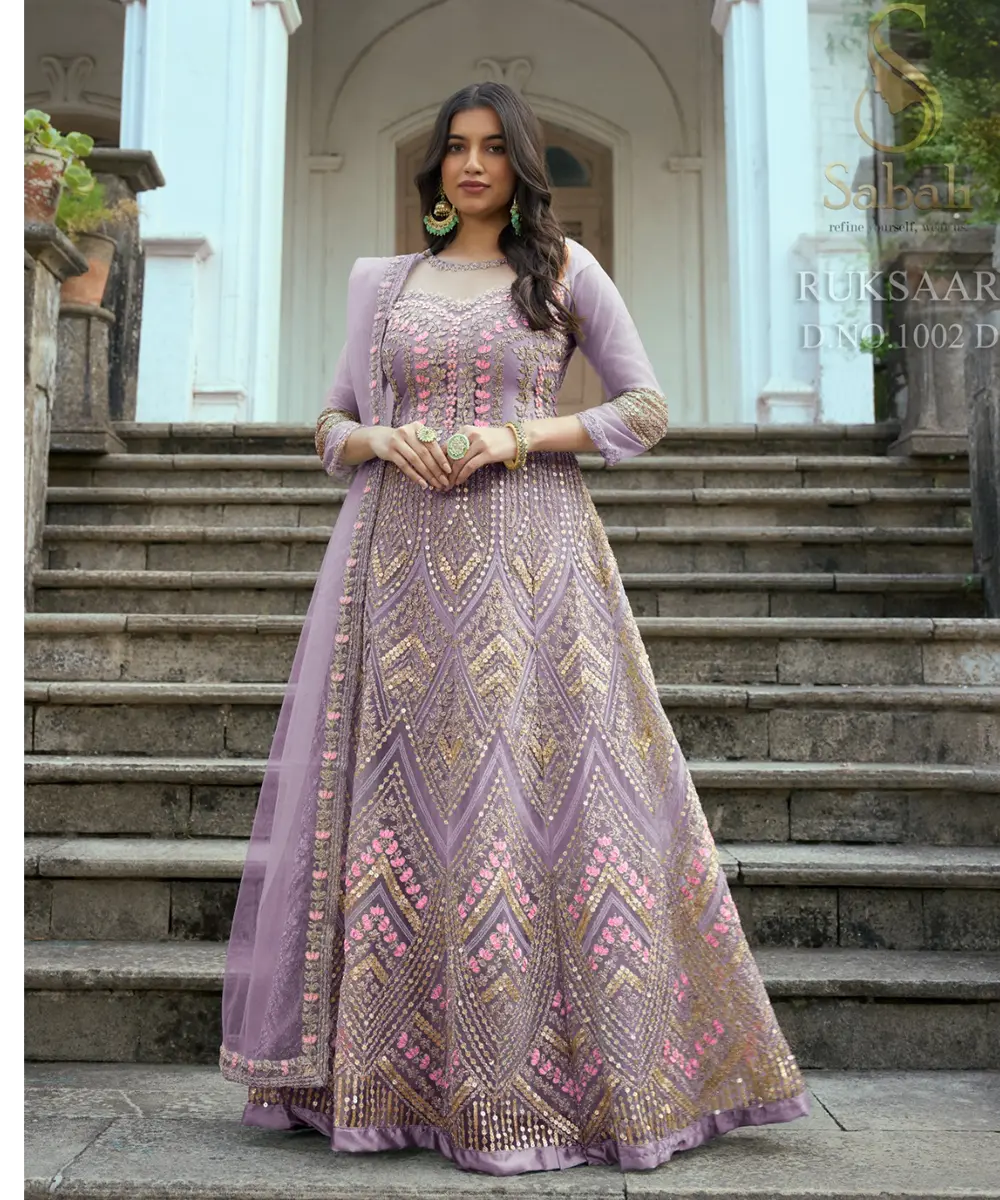 Festlicher Violetter Salwar Kameez mit Dupatta Desiwear