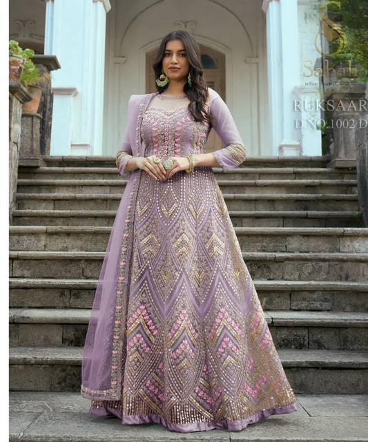 Festlicher Violetter Salwar Kameez mit Dupatta Desiwear