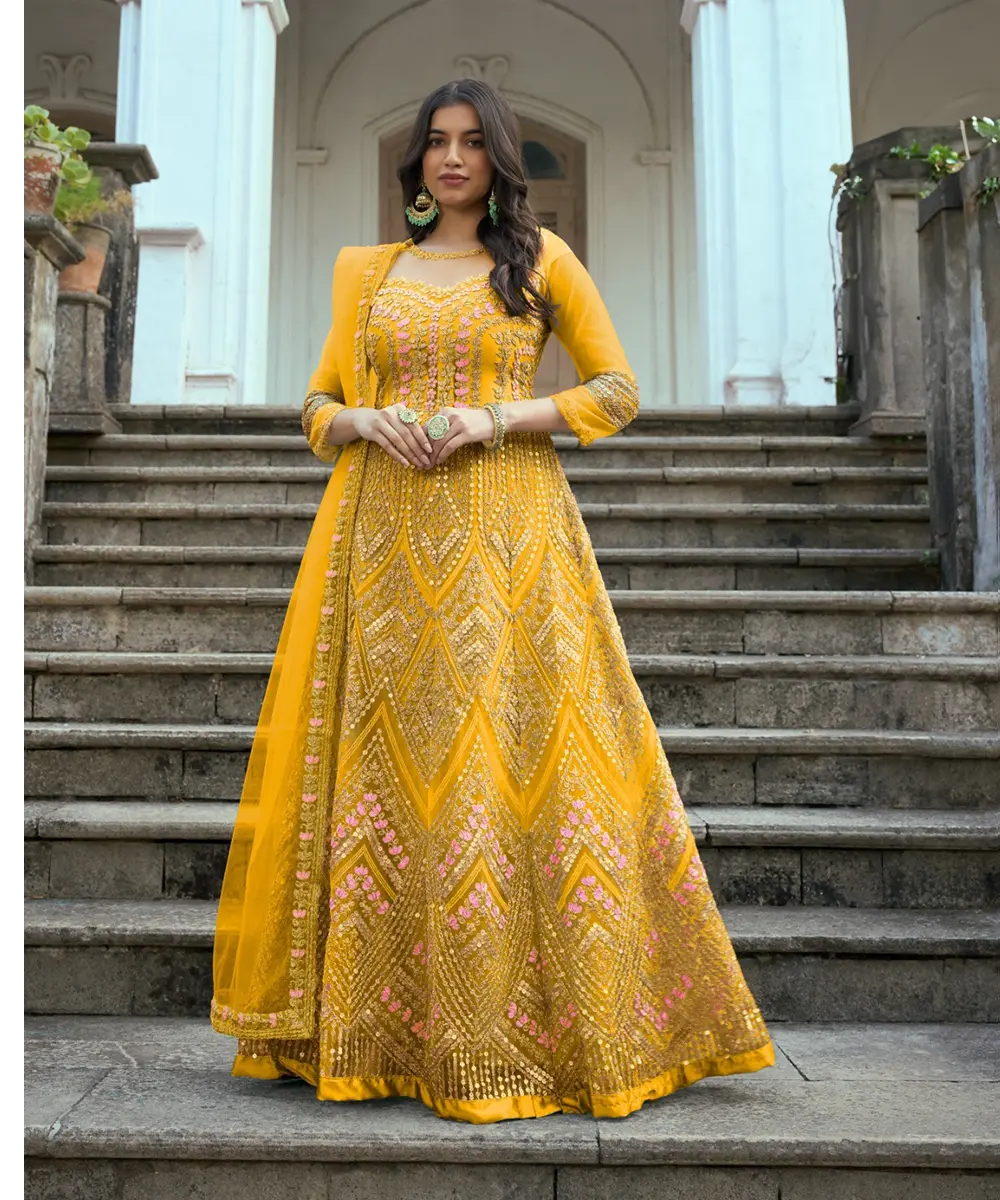Festlicher Gelber Salwar Kameez mit Dupatta Desiwear