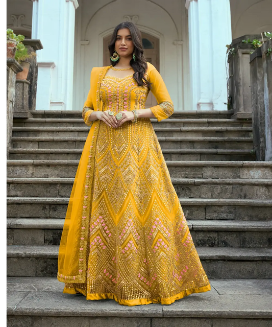 Festlicher Gelber Salwar Kameez mit Dupatta Desiwear