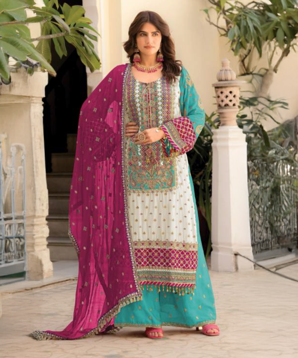 Salwar Suit Türkis & Magenta — Türkis & Magenta — Sofort lieferbar