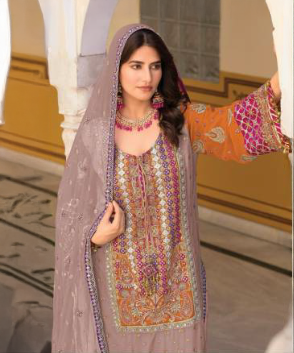 Salwar Suit Pink & Orange — Pink & Orange — Sofort lieferbar