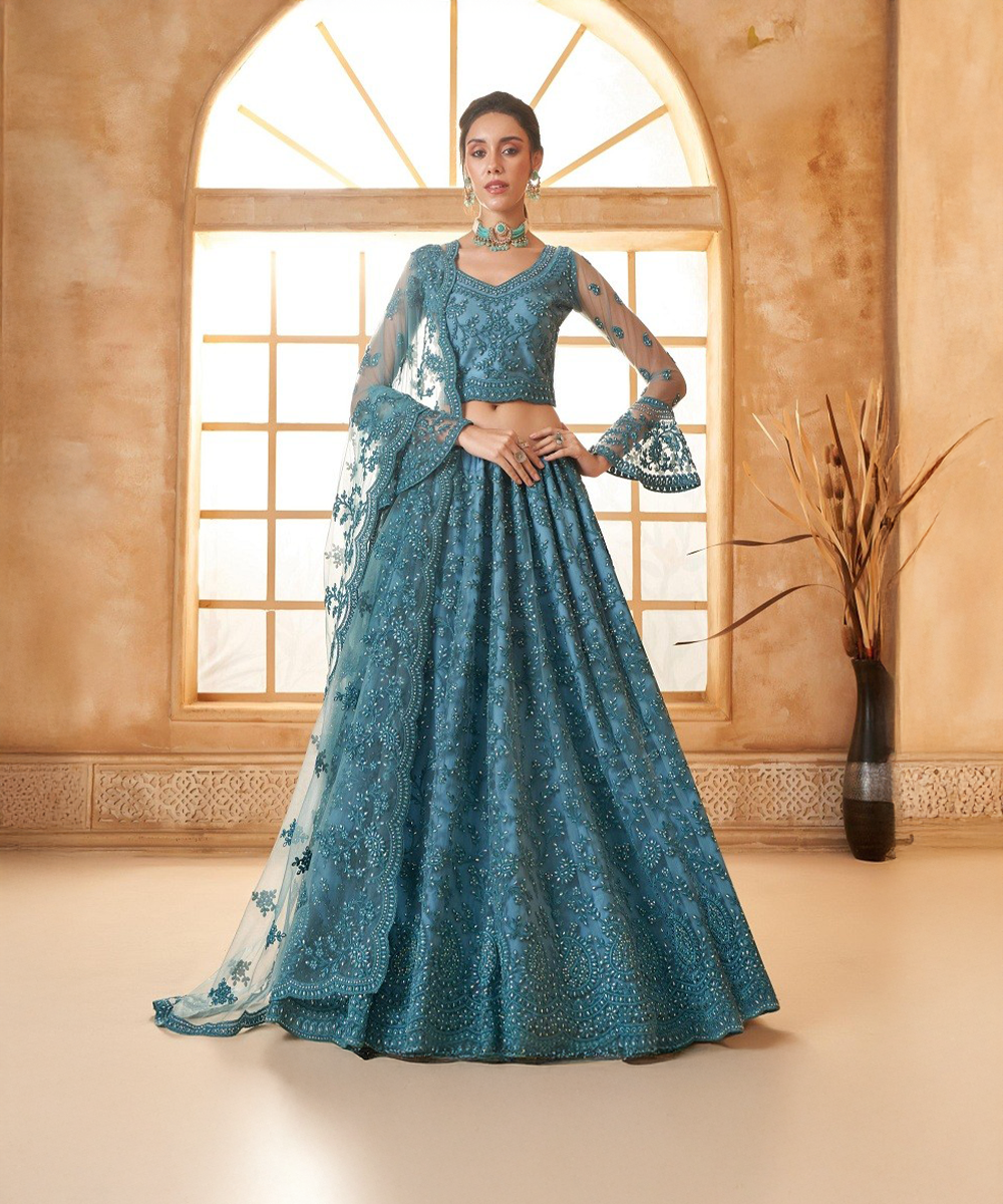 Hochwertiger Blauer Lehenga Desiwear