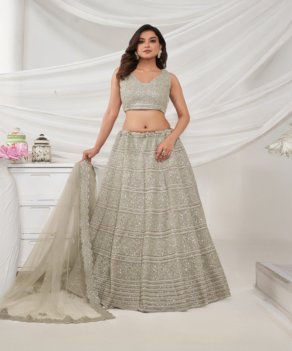 Beigenes Lehenga aus Soft Net Desiwear