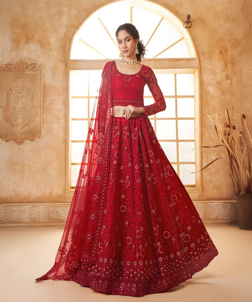 Hochwertiger Roter Lehenga Desiwear