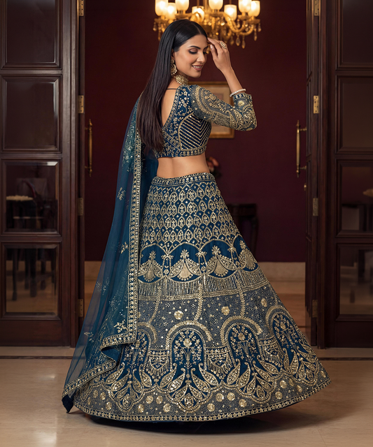 Butterfly Net Lehenga Choli with Gold Embroidery | DV 5150