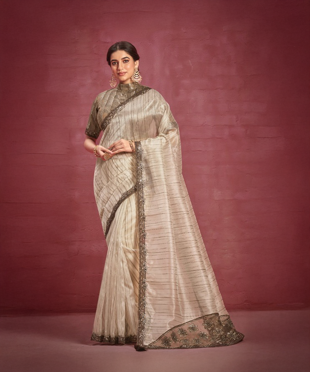 Cream Mahatov Saree