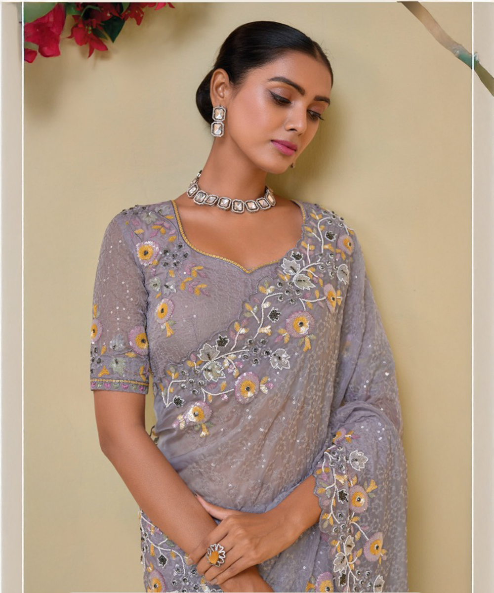 Lavender Saree
