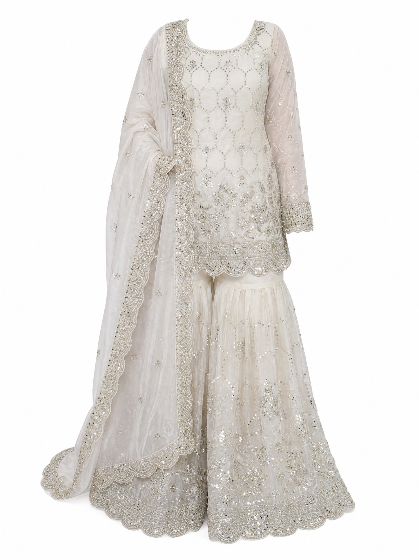 GMY Silk Sharara-Set mit Stickerei in mehreren Farben