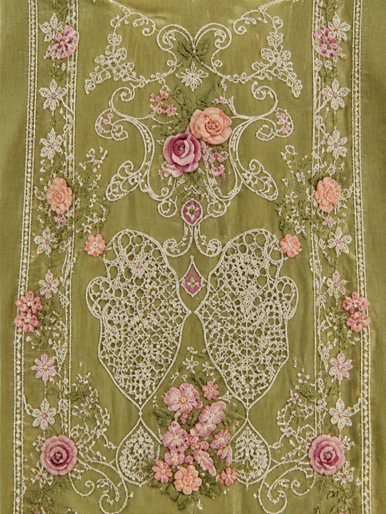 Bestickte Baumwoll-Salwar Kameez mit Chiffon-Dupatta
