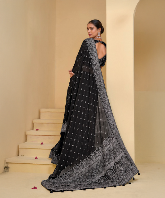 Black Italian Saree