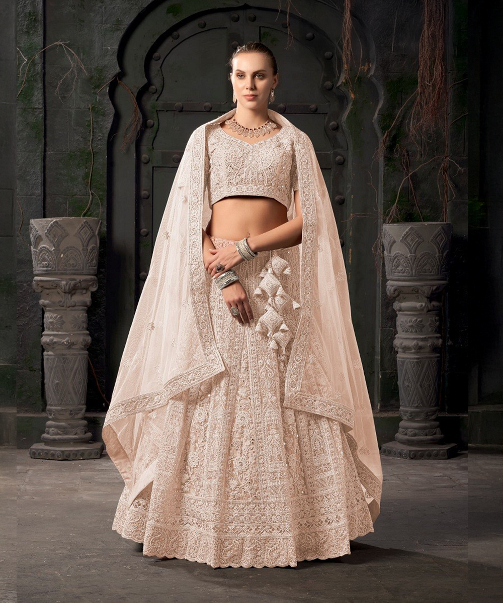 Bridal Couture Off-White Net Lehenga Desiwear
