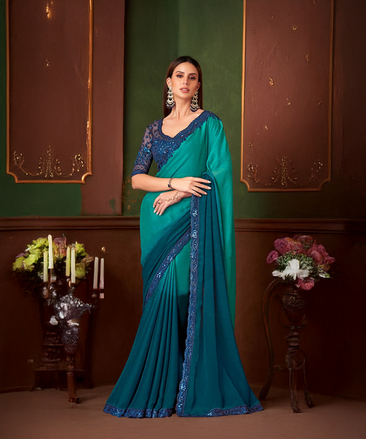 Blue Turquoise Saree