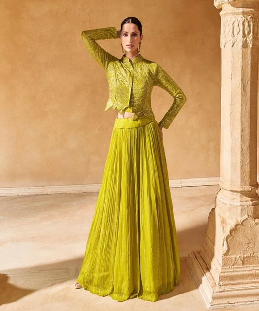 Neon Gelber Lehenga