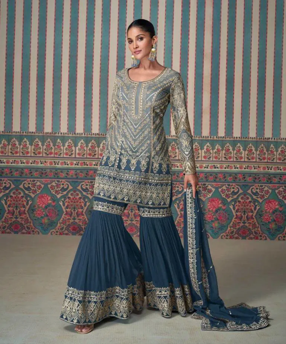 Blaues Salwar Kameez — Blau — Sofort lieferbar