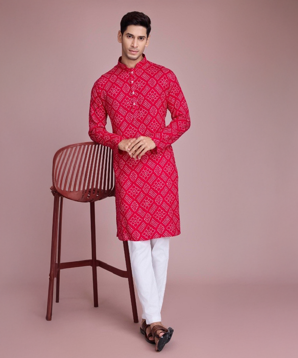 Eleganter Kurta Pajama – Traditionelle Schönheit in Rot Desiwear