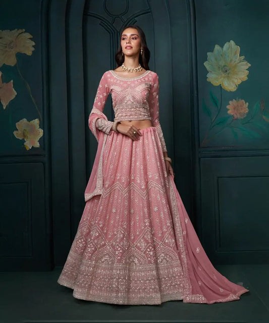 Pinker Georgette Lehenga Desiwear