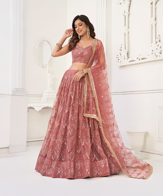Rose farbener Lehenga - Desiwear