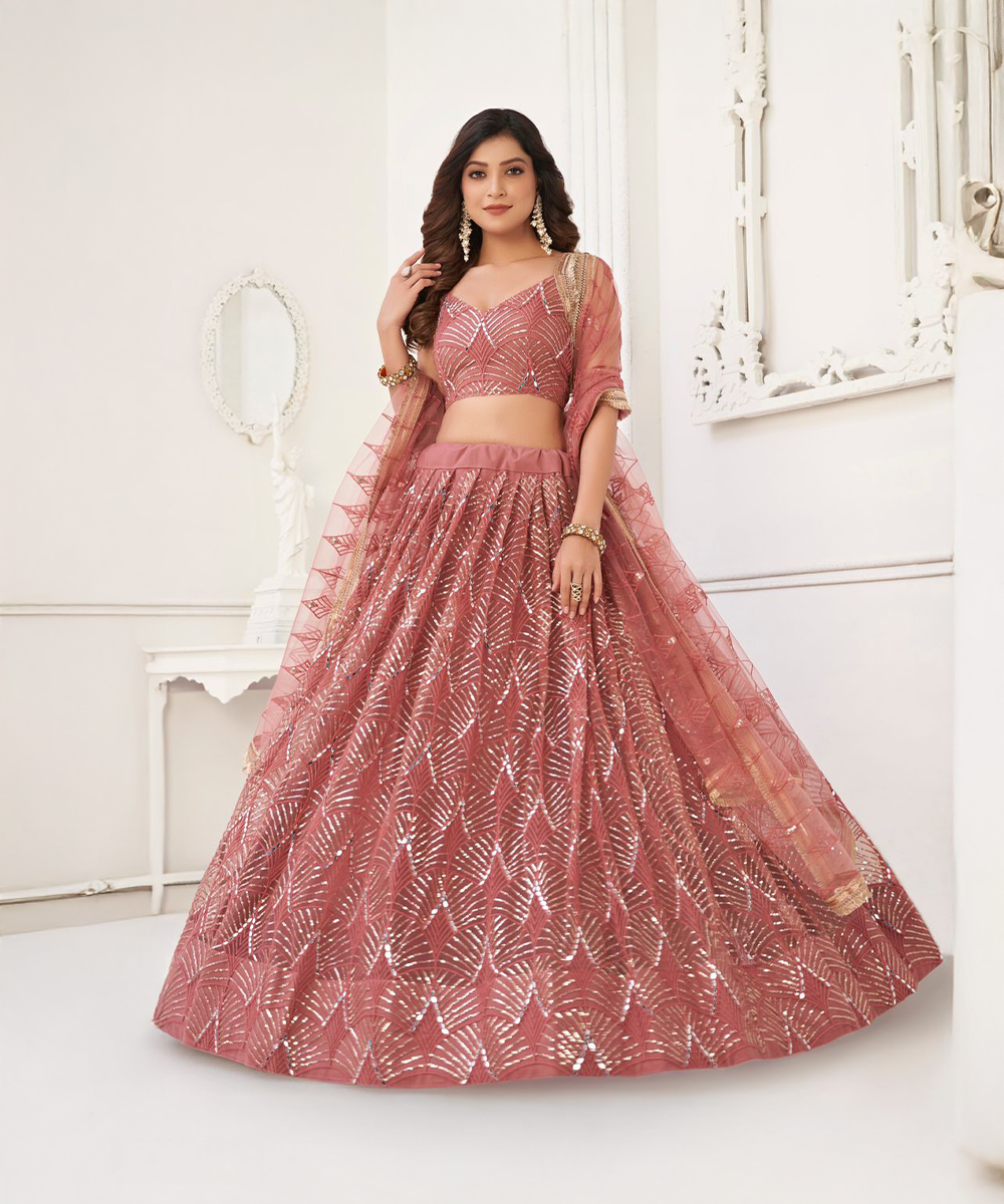 Rose farbener Lehenga - Desiwear
