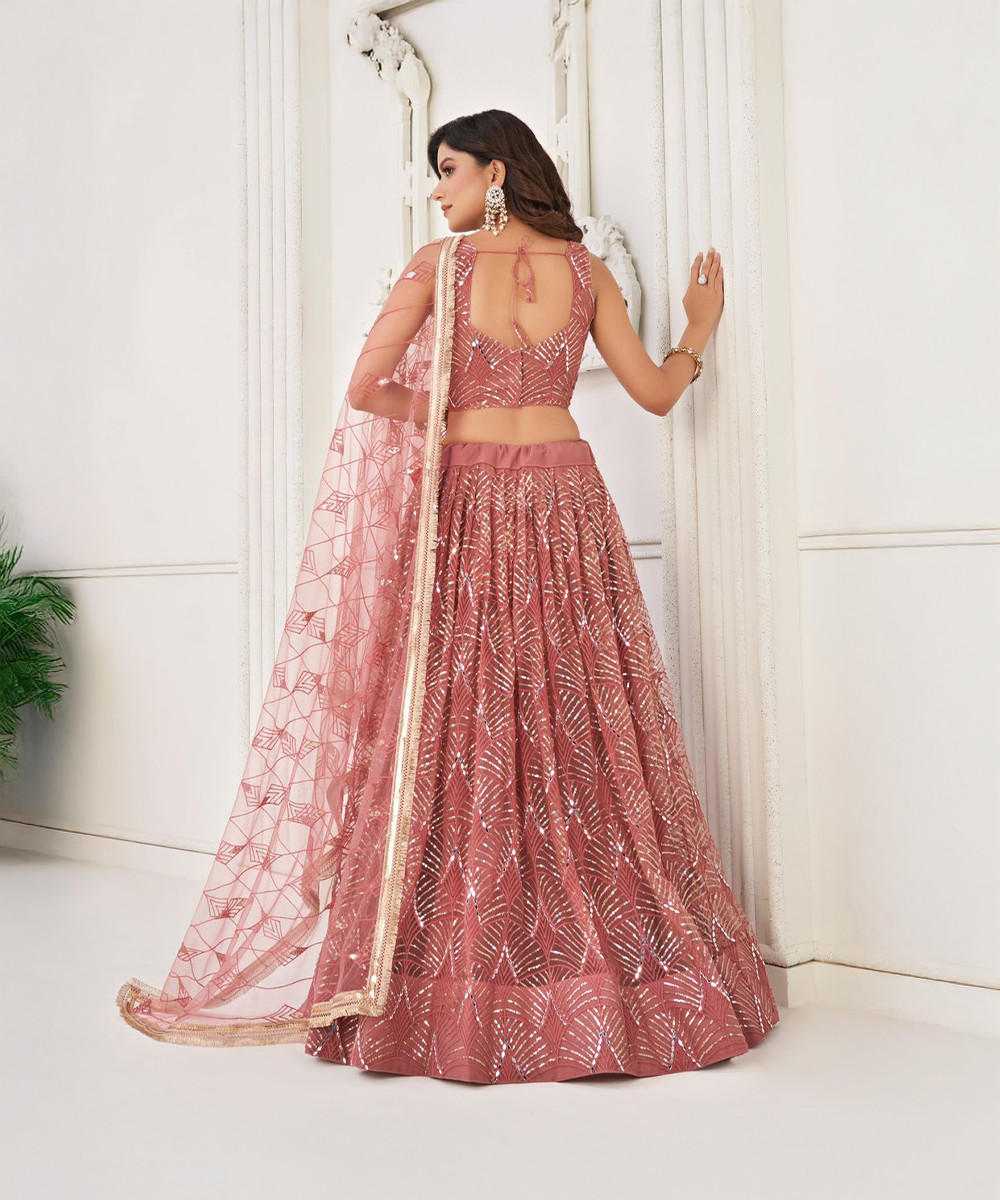 Rose farbener Lehenga - Desiwear