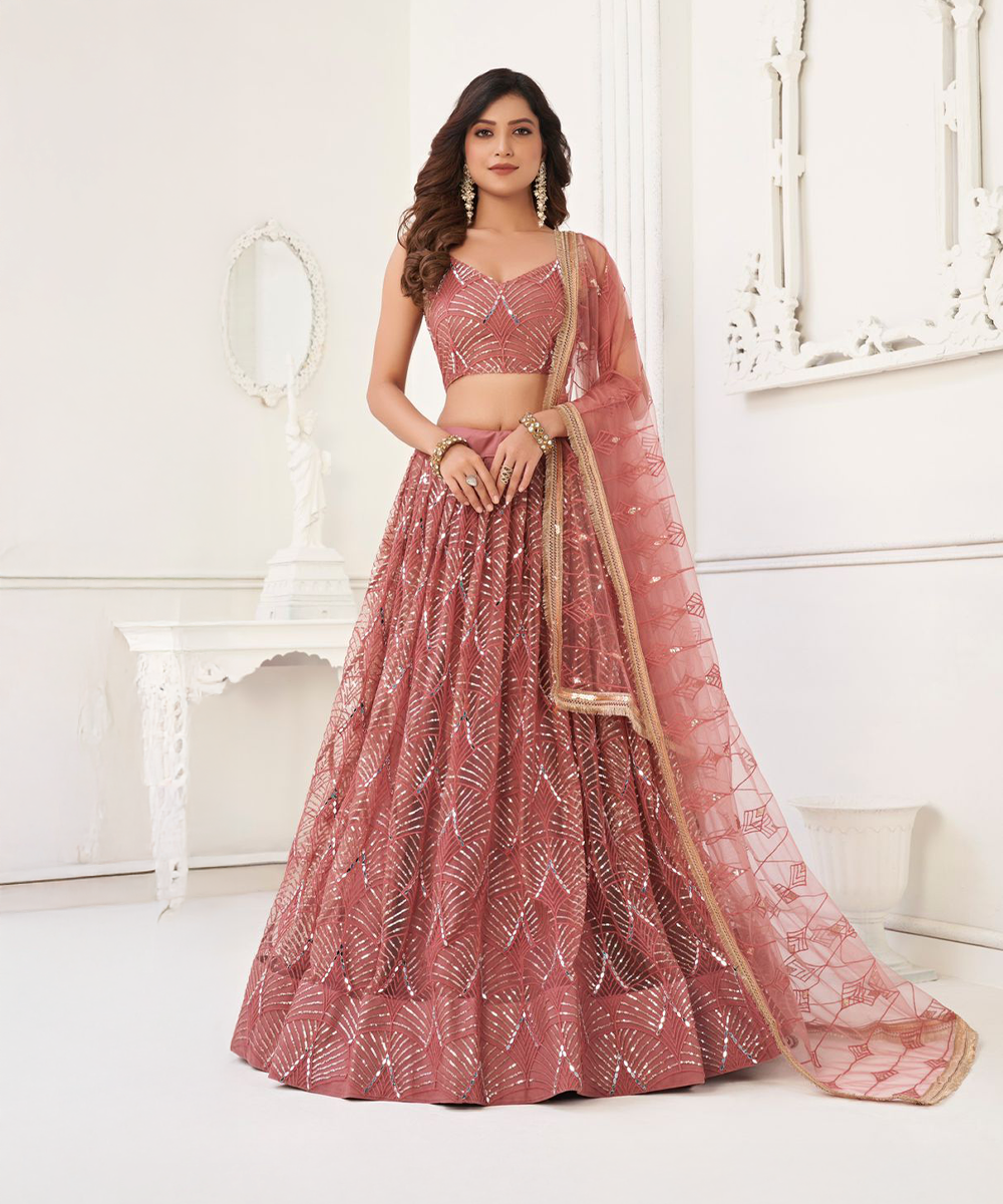 Rose farbener Lehenga - Desiwear