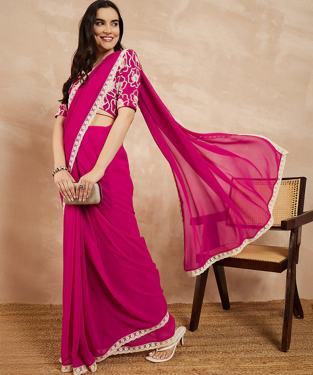 Eleganz in pink Georgette Saree