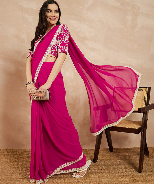 Eleganz in pink Georgette Saree