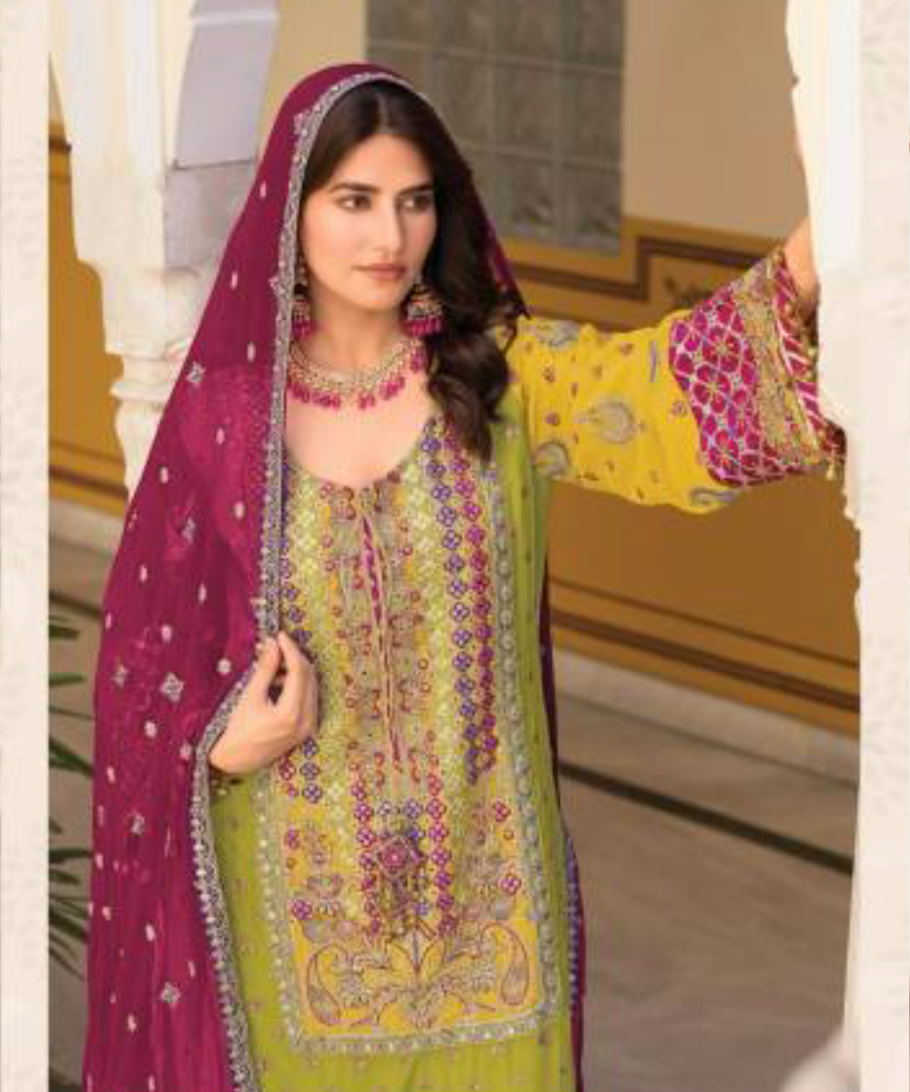 Salwar Suit yellow pink