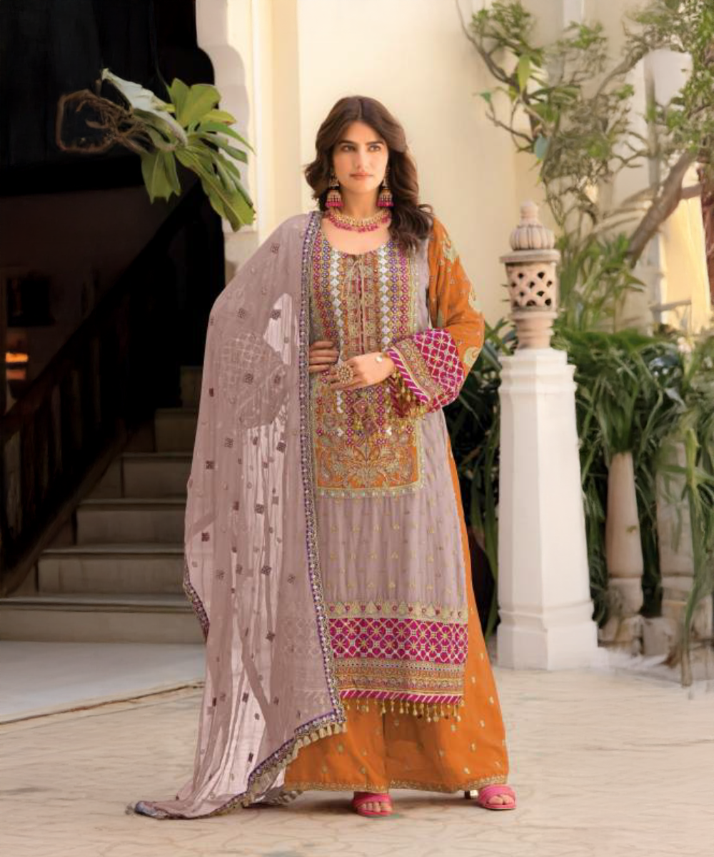 Salwar Suit Pink & Orange — Pink & Orange — Sofort lieferbar