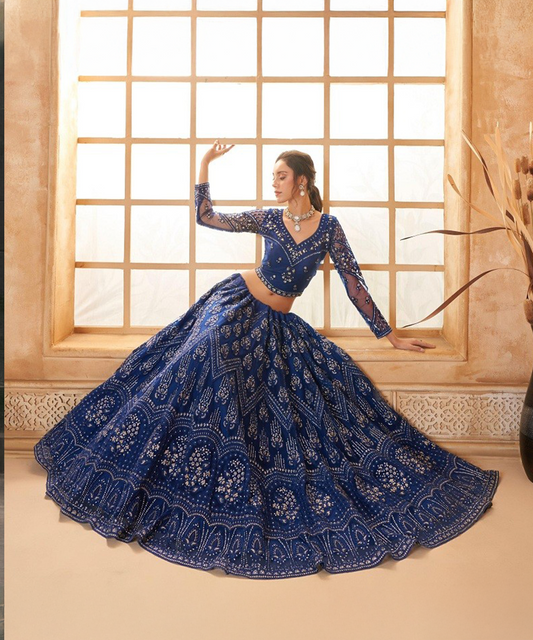 Hochwertiger Dunkelblauer Lehenga Desiwear
