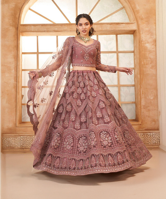 Rosanes Lehenga with high-quality embroidery - Pink - Immediately available