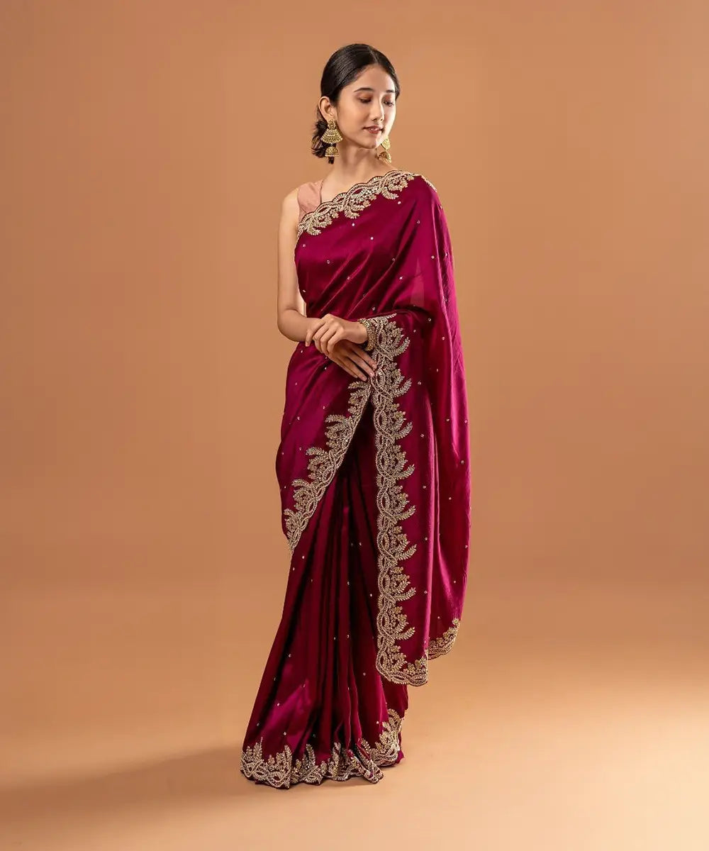 Bordeaux Rotes Saree Desiwear