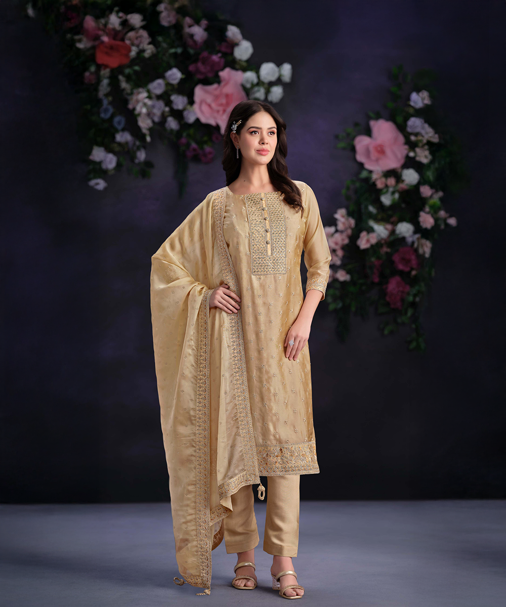 Organza cream Salwar Kameez