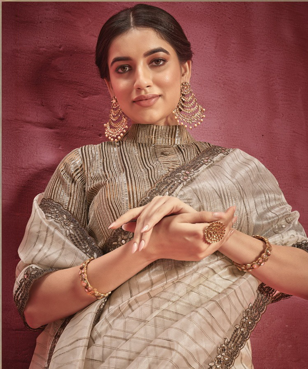 Cream mahatov Saree – Desiwear