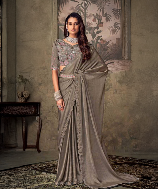 Grau farbenes Ready to Wear Saree