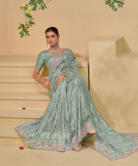 Grey Italian Saree