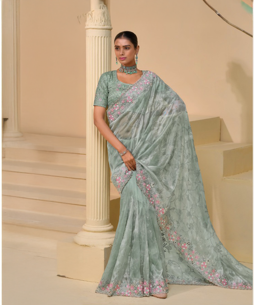 Grey Italian Saree