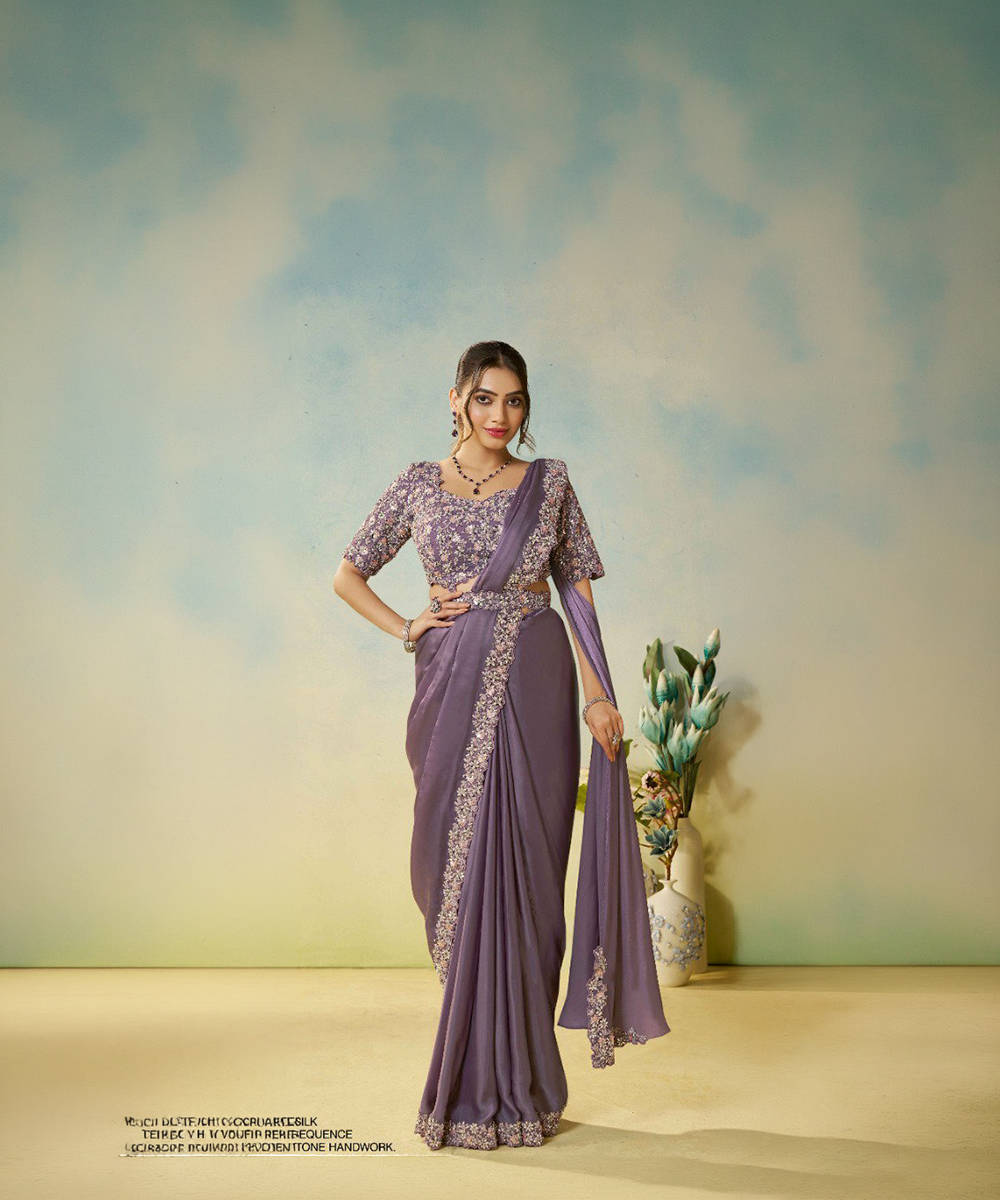 Mauve Mahotsav Odyssey Satin-Seide Designer Saree