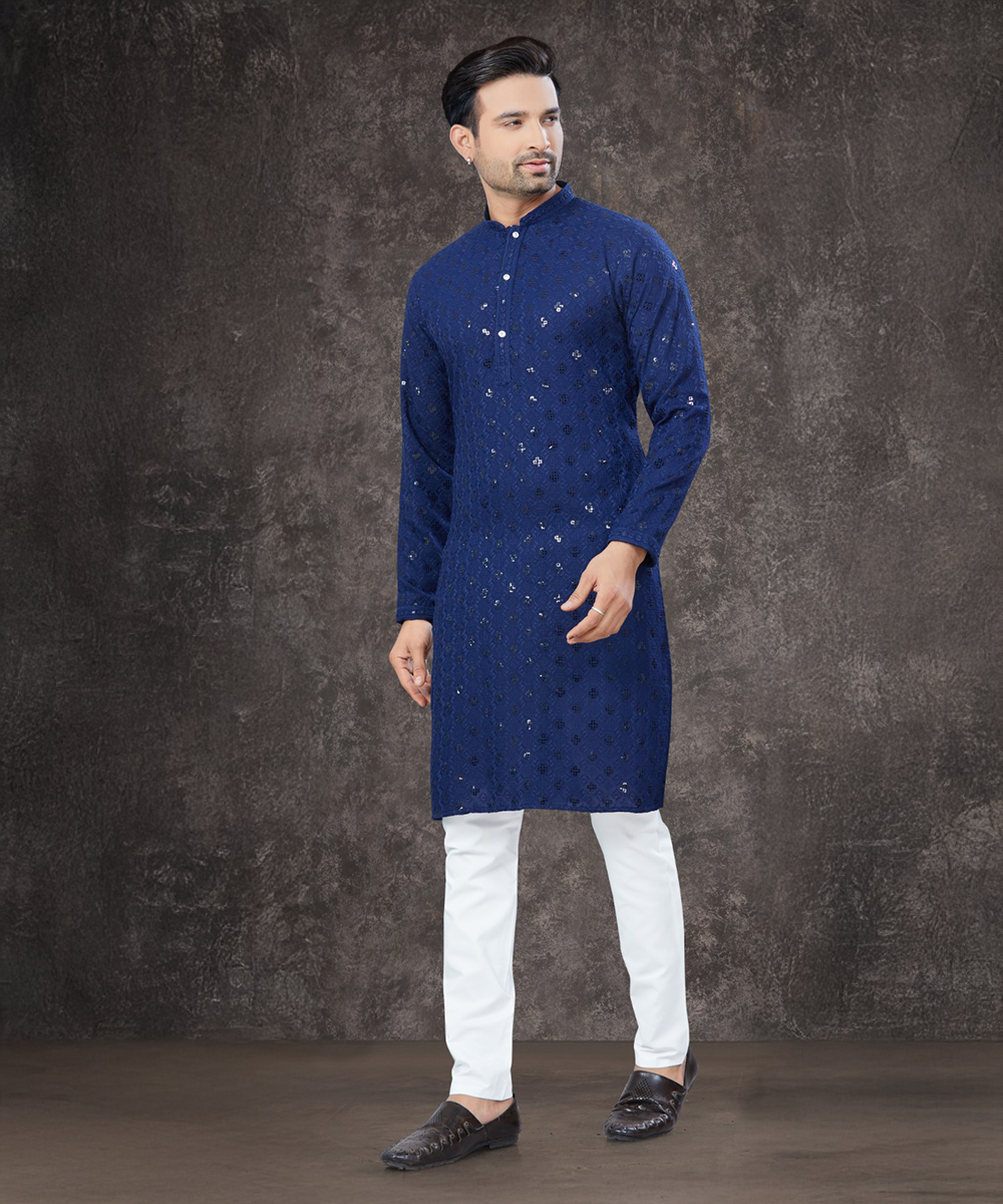 Eleganter Kurta Pajama – Majestätische Eleganz in Blau Desiwear