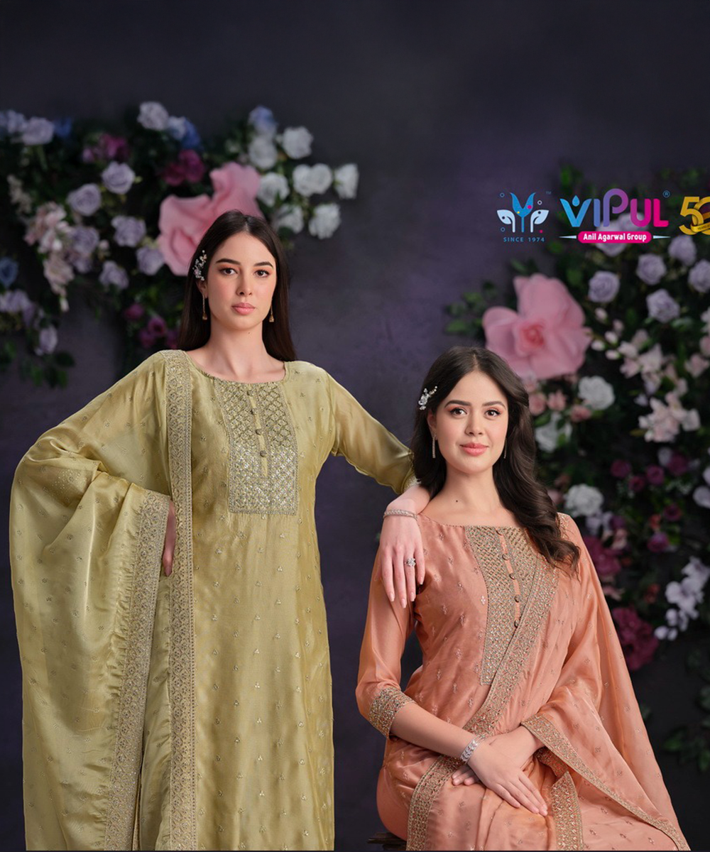 Organza Peach Salwar Kameez — Peach — Sofort lieferbar