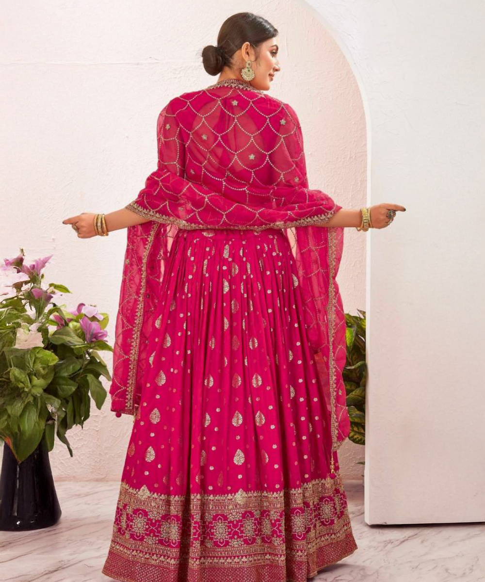 Pink jacquard lehenga