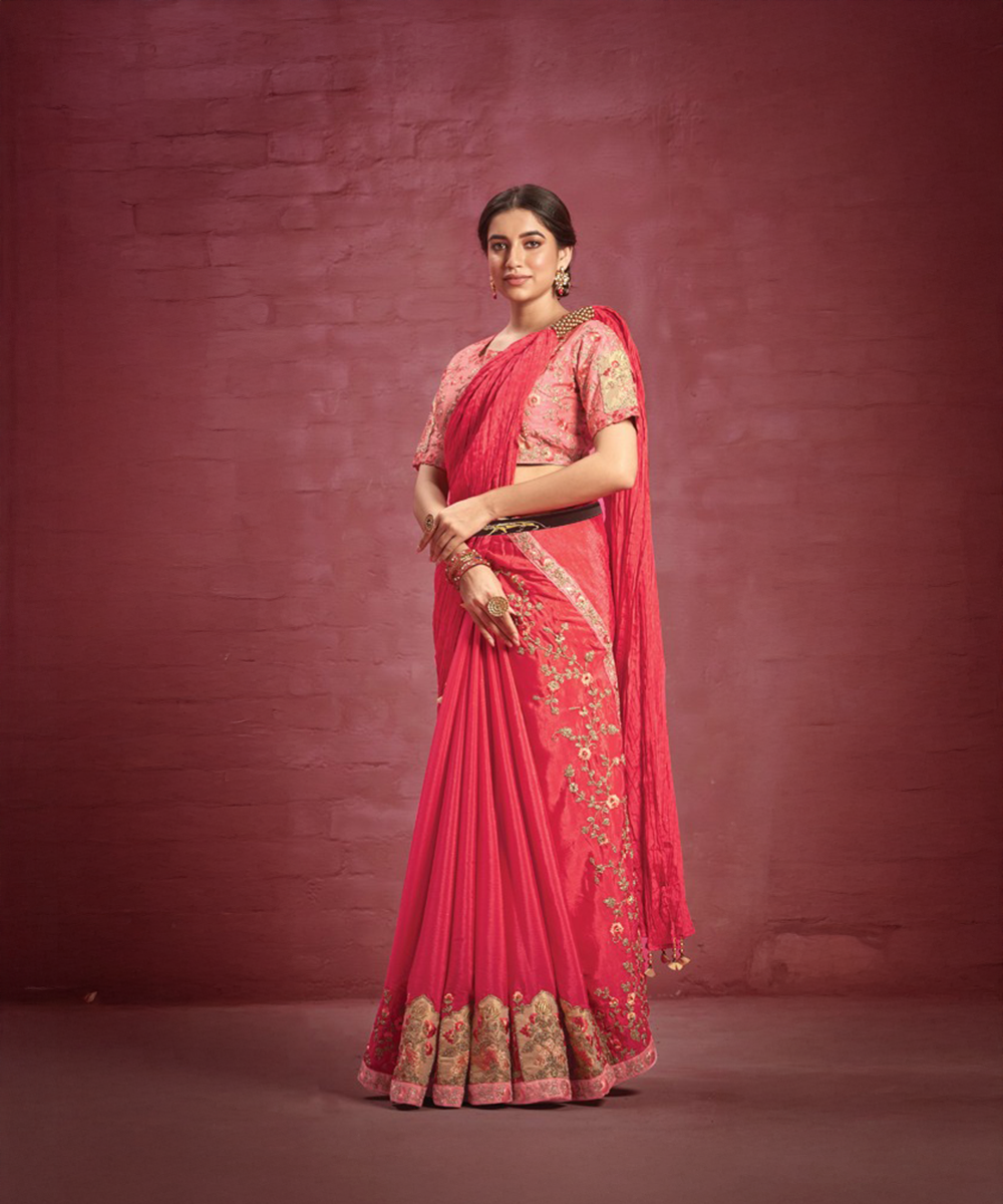 Red mahotsav saree
