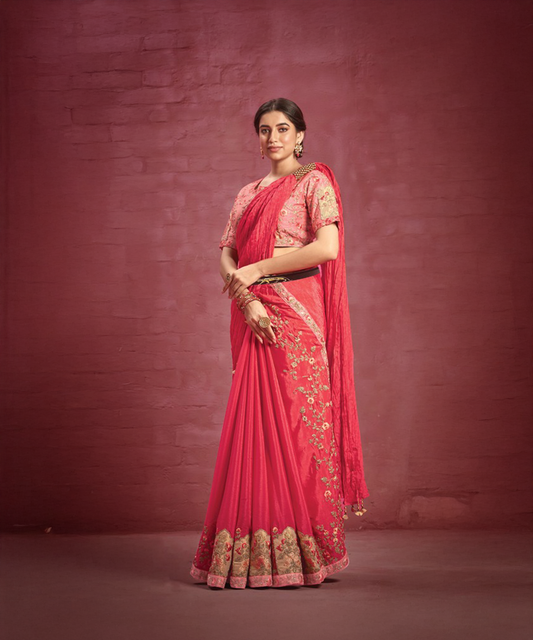 Red mahotsav saree