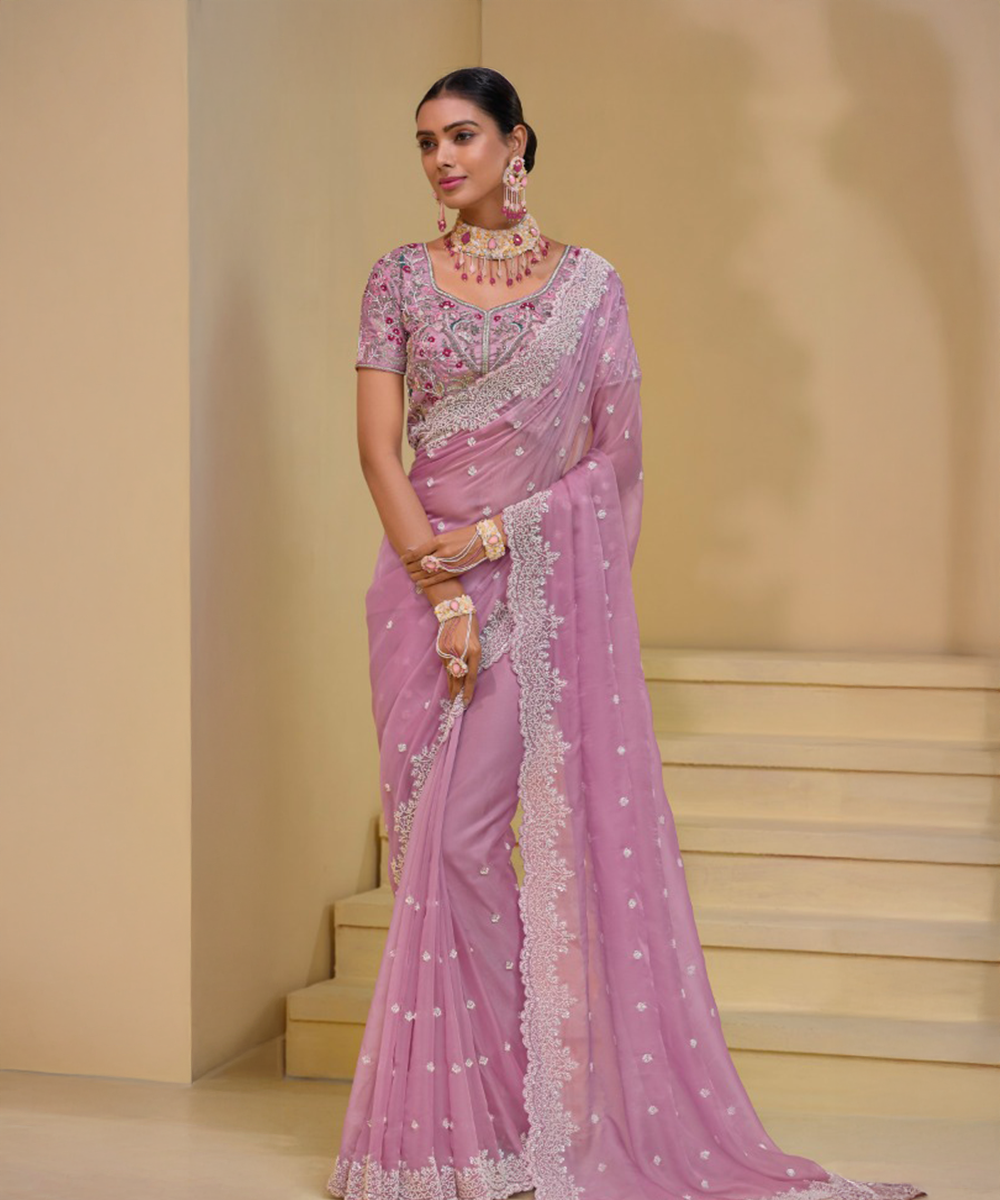 Pink pure saree